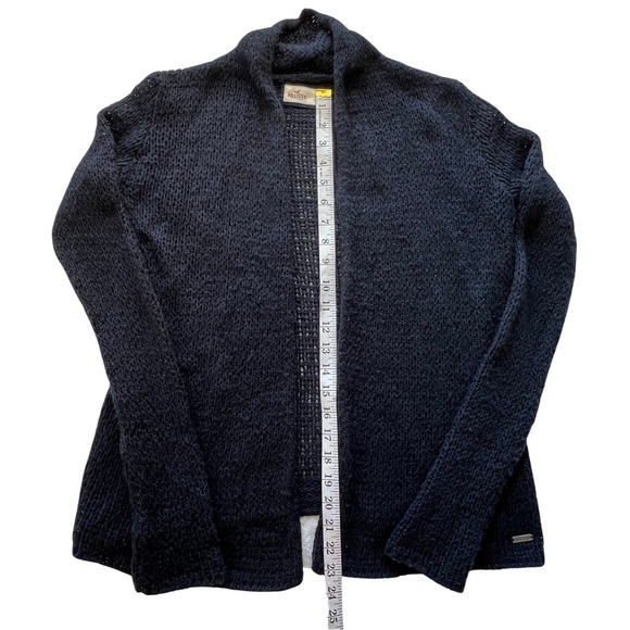 Hollister Wool Blend Knit Cardigan Open Front Open Weave Navy Blue Small S - Picture 10 of 12